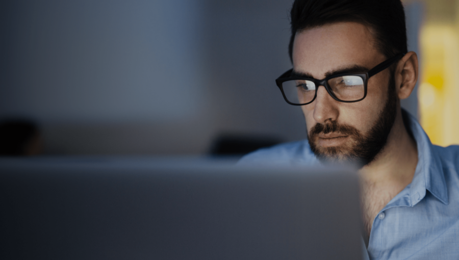 Man working on laptop