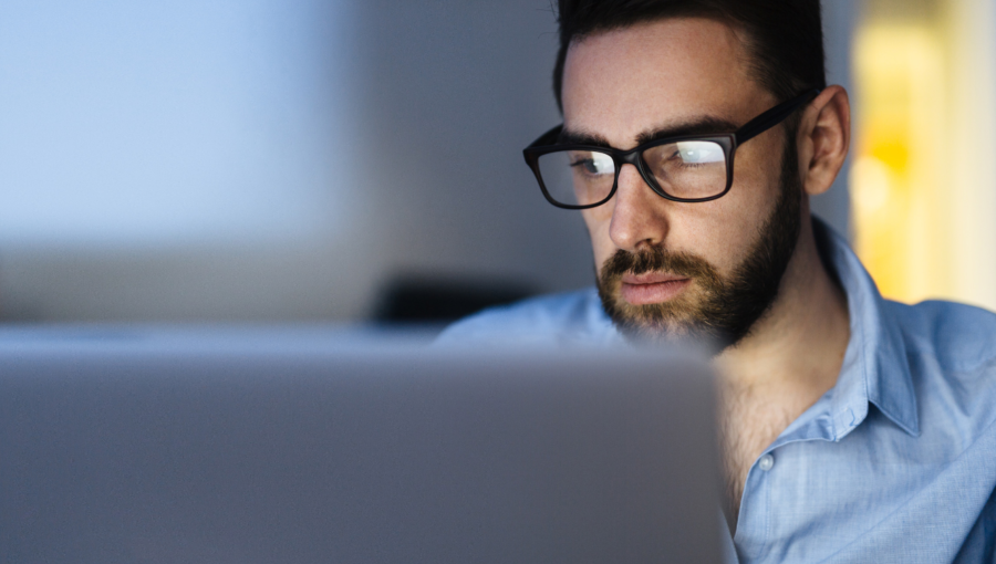 Man working on laptop