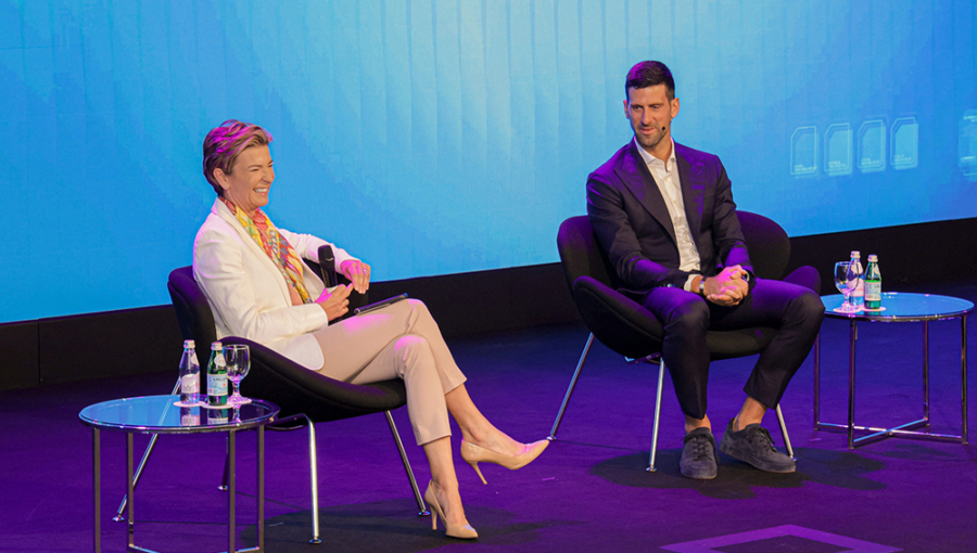 Novak Djokovic and Becky Anderson