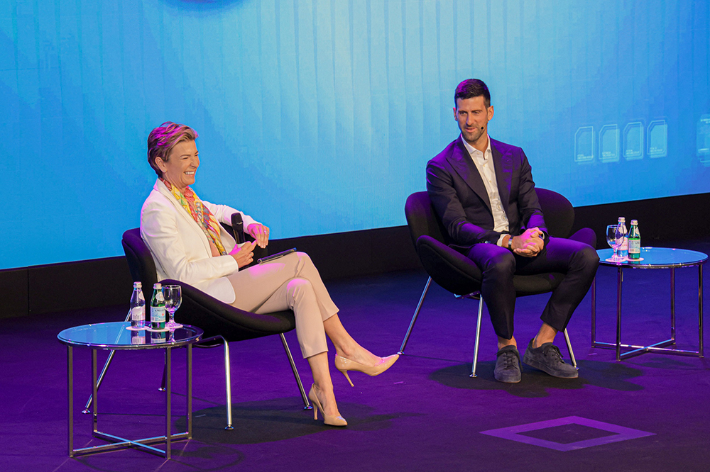 Novak Djokovic and Becky Anderson