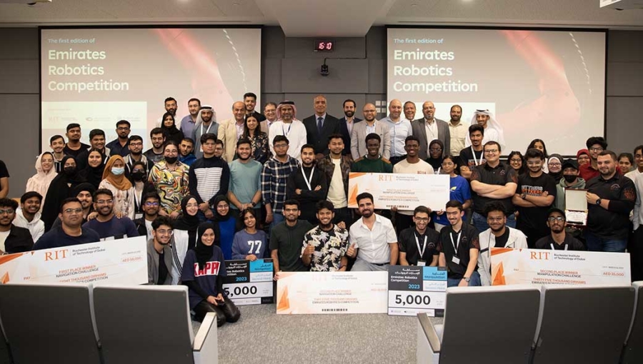 Group Photo of Emirates Robotics Competition winners