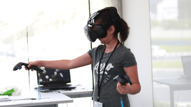 Girl with VR headset